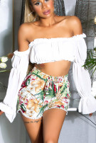 Sexy hoge taille shorts met zomer print wit